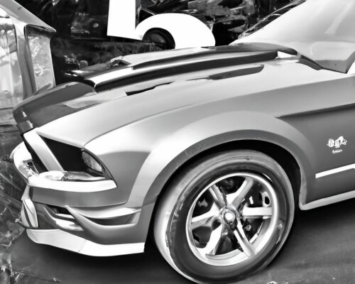 Greyscale image of muscle car